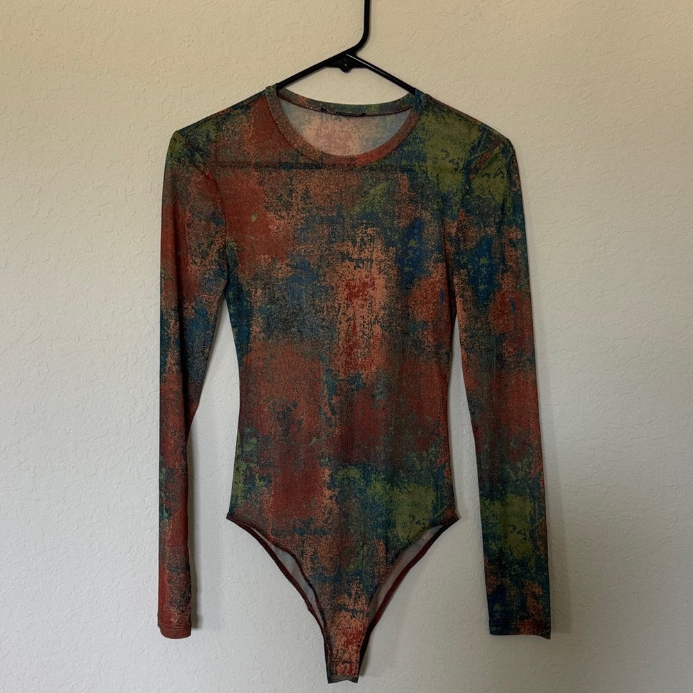 Zara Abstract Pattern Long Sleeve Bodysuit